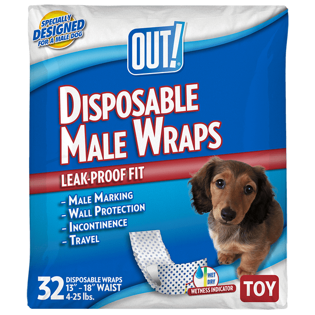 OUT! Pet Care Disposable Male Dog Diapers Absorbent Male Wraps with