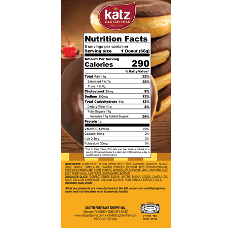 Katz Gluten Free Donuts - 4 | Gluten Free, Dairy Free, Nut Free, Soy Free, Kosher | 7 Pack