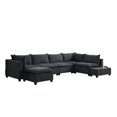thumbnail image 4 of Contemporary Home Living 157" Madison Dark Gray 7-Piece Modular Sectional Sofa Chaise with USB, 4 of 7