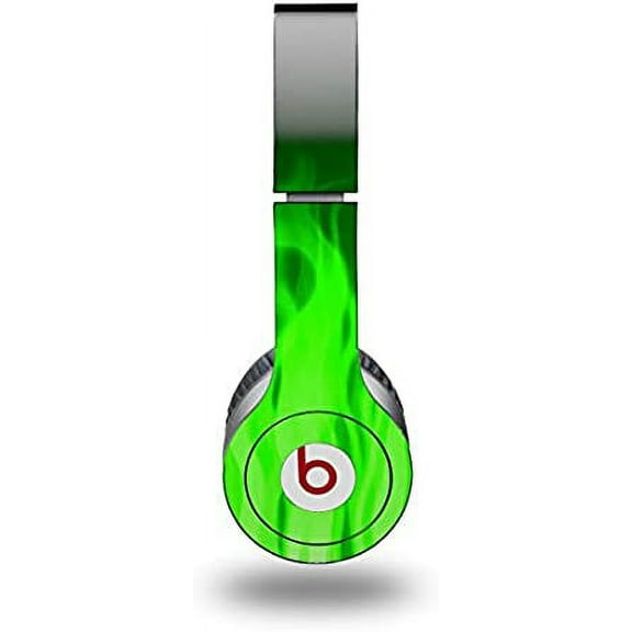 Skin Decal Wrap Works with Original Beats Solo HD Headphones Fire Green Skin Only (Headphones NOT Included)