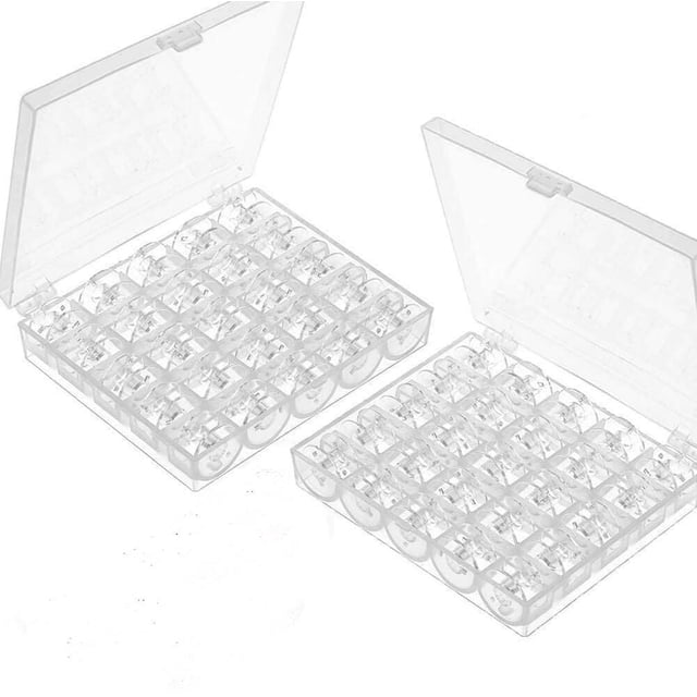 Carrete de máquina de coser, incluye caja de almacenamiento, 50 carretes de plástico para máquina de coser, carrete transparente para máquina de coser normal Zhivalor WL-00565