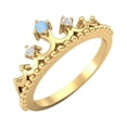 thumbnail image 2 of 2mm Rond Larimar 925 en Argent Sterling Jaune Plaqué Femmes Couronne Tiare Anneau, 2 of 4