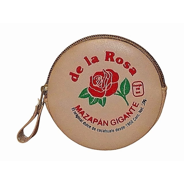 MONEDERO en forma de MAZAPAN, Diseño de Dulce Tipico Mexicano, Forma Redonda, Color Café, Vini Piel, Moda Kawaii, Estilo Novedoso y Encantador.
