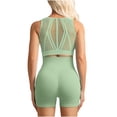 thumbnail image 5 of PNTUTB Women's Solid-Color Sports Set,Front-Zip Sports Bra and High-Waisted High Elasticity Shorts Casual Openwork Design Breathable Two-Piece Set, 5 of 5