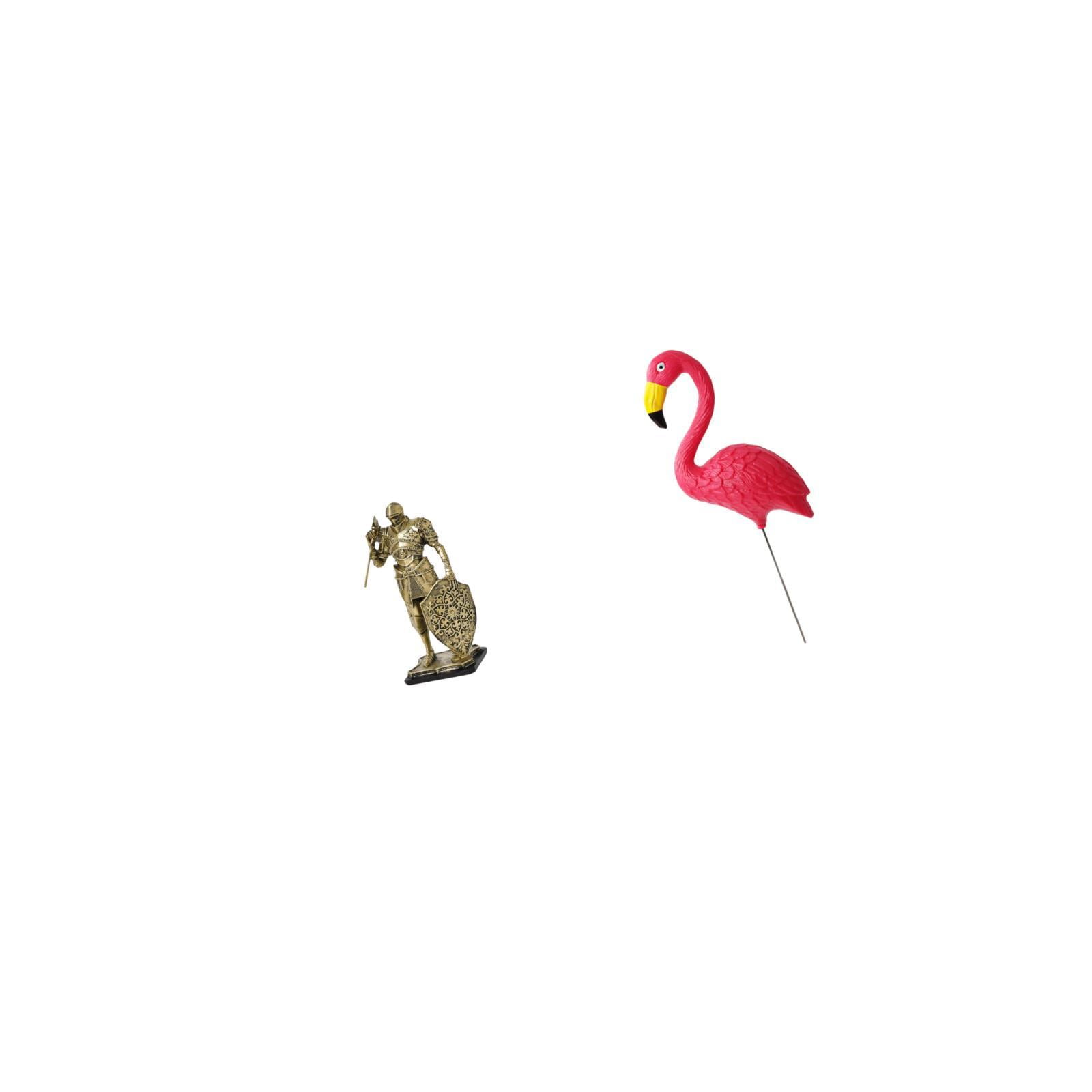 CoudarTitie Nordic Resin Knight and Bird Figurine Abstract Art Sculpture for Desk Office Table Centerpiece and Fairy Garden Flamingo Yard Ornament
