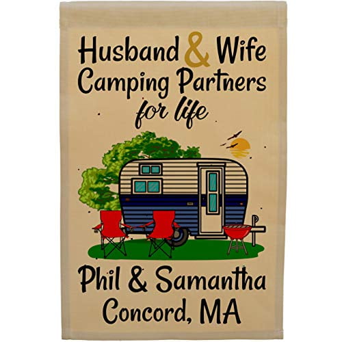 Personalized Camping Flag, Husband Wife Camping Partners for Life, with