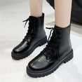 thumbnail image 2 of Leozcaa Women's Combat Ankle Boots Lace up Comfortable Booties Flats Non Slip 2025 Fall Winter Warm Boots, 2 of 8
