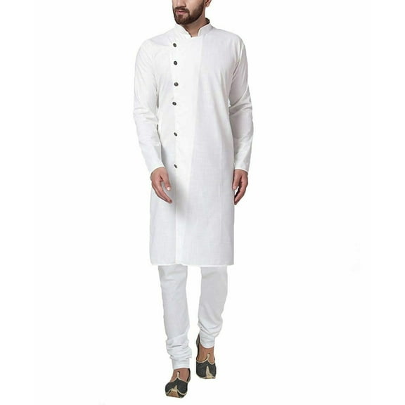Mens Designer Wear Indian Linen Bollywood Achkan Pathani Style Kurta Pyjama Set