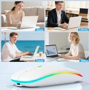 Bluetooth LED 2.4G Wireless Mouse Luminous Slim Design for Laptop - Space Silver