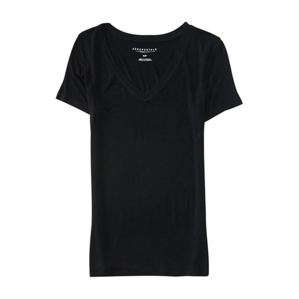 Aeropostale - Playera básica delgada para mujer Seriously Soft, negra, pequeña Aeropostale Camiseta básica
