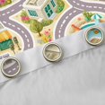 thumbnail image 4 of Manfei City Streets Blackout Curtains Set of 2 (52x84 Each),Cartoon Buildings Curtain,Gray, 4 of 7