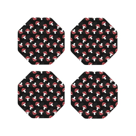 

Tideii Cartoon Mushroom for Leather Coasters 4 Pieces Anti-fouling and Anti-scalding Decorative Coasters Suitable for Restaurants Kitchens Coffee Shops-Octagon