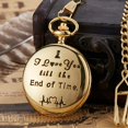 thumbnail image 1 of Collar de reloj de bolsillo con texto en inglés, letras de moda europea y americana, reloj de bolsillo de cuarzo, regalo, joyería, llavero, 1 of 6