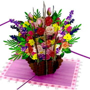 Flower Basket Pop Up Wonder Card | Premium 3D Popup Greeting Cards for Birthday, Wedding, Anniversary, Thank You,