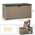 thumbnail image 2 of Dextrus 90 Gallon Lockable Resin Deck Box – Waterproof Outdoor Storage for Patio Furniture and Garden Tools, Stylish Black & Brown Design, 2 of 5