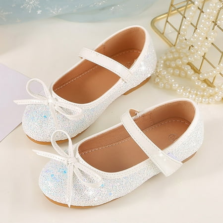 

GUOBIOZIY Girls Sandals Toddler Shoes Girls Dress Shoes Flower Girl Sandals Wedding Party Princess Shoes for Toddler Little Kid Big Kid（White 7-8 Y）