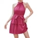 thumbnail image 1 of Vestidos de Verano 2025 para Mujer, Estilo Halter, Sin Mangas, con Volantes, Escalonadas, de , Plisado, Corte A, Minivestido con Vuelo. Rosa Roja S, 1 of 9