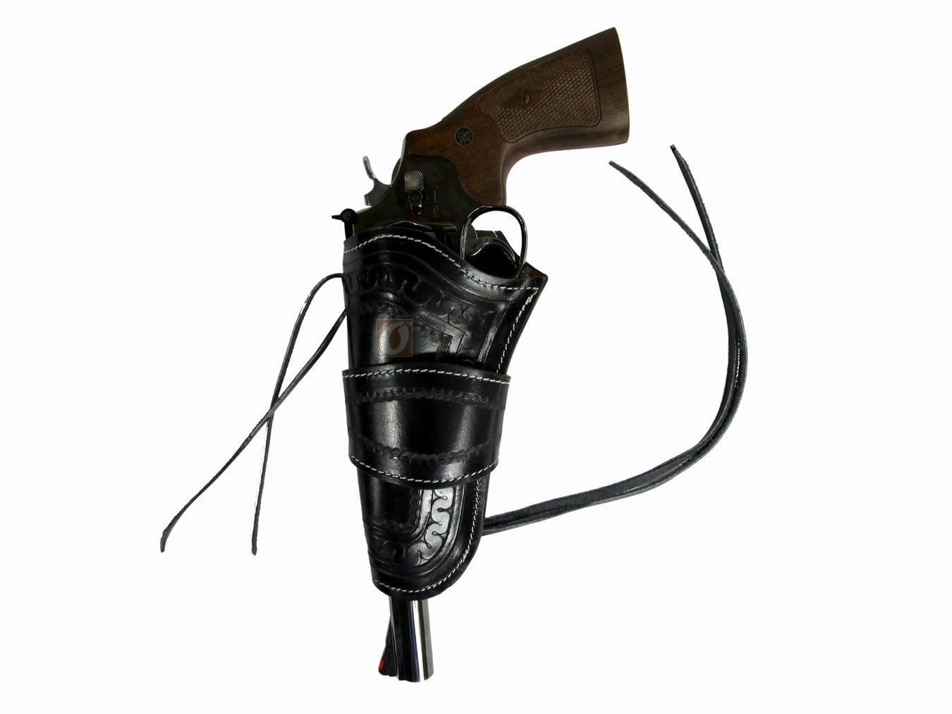 Leather Holster Long Barrel Revolver Pistol Fit Snake Tooled Black - Left Hand