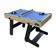 KICK Quatro 55 ″ 4-in-1 Multi Game Table (Brown) - Combo Game Table Set - Billiards، Push-Hockey، Ping pong، and Foosball for Home، Game Room، Friends and Family!
