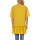 thumbnail image 4 of Tops fruncidos para mujer, cuello en V, costuras de encaje, dobladillo fruncido, manga corta, blusa informal para mujer para fiesta en la calle, oficina, amarillo L, 4 of 6