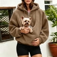 thumbnail image 2 of Fuzzy Full Zip Dog Pouch Hoodie for Women, Plush Pet Carrier Jacket, Warm Zip Up Sweatshirt for Dog Lovers Home Lounging Daily Wear, 2 of 6
