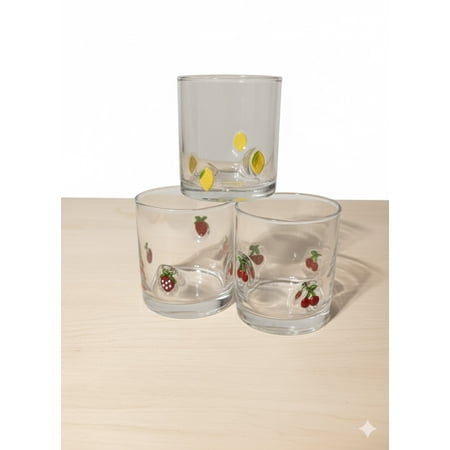 Fruit Design Glass Tumblers Set of 4 (14oz)