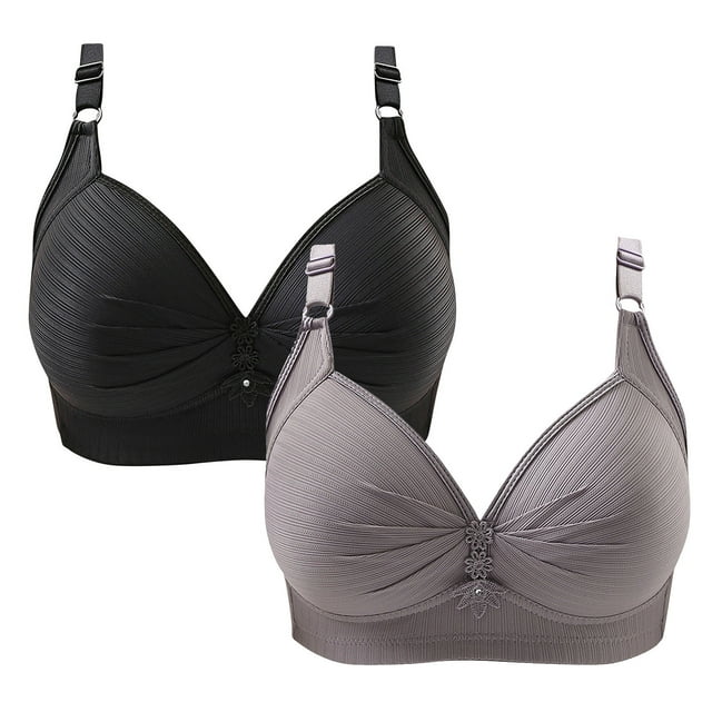 DPTALR 2PC Ladies Traceless Comfortable No Steel Ring Breathable Gathering Bra Woman Underwear