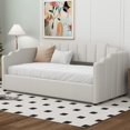 thumbnail image 3 of Harper & Bright Designs Upholstered Twin Size Daybed, Twin Sofa Bed Frame with Underneath Storage for Bedroom Living Room, Beige, 3 of 11