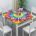 thumbnail image 3 of Colorful Rainbow Tie Dye Spiral Pattern Square Fitted Tablecloth with Elastic Edge,Square Table Cover,Washable Elastic Table Cover for Home Kitchen Party Decor 36"x36", 3 of 6