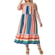 thumbnail image 2 of Vestido de verano maxi de tirantes ajustables para mujer de tallas grandes Agnes Orinda, a rayas, 2X, verde y rosa, 2 of 5
