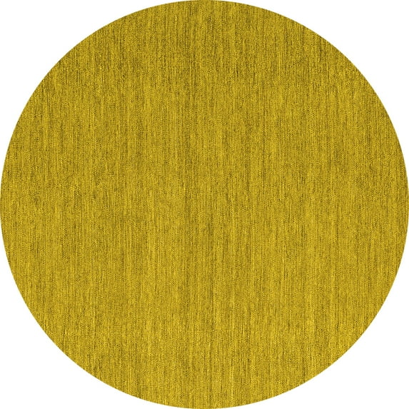 Ahgly Company Machine Washable Indoor Round Abstract Yellow Contemporary Area Rugs, 3' Round