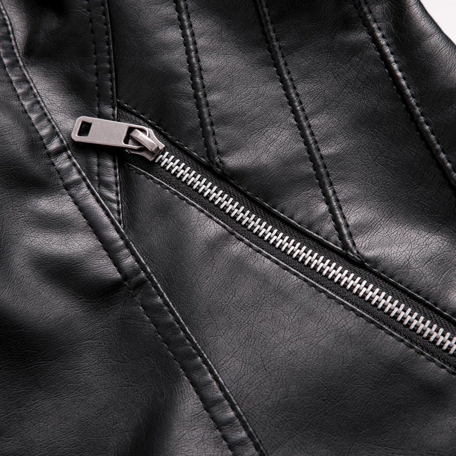 QATAINLAV Women's Fashion Faux Leather Motorcycle Jackets Casual Zipper Long Sleeve Short Coat Streetwear, Black, L