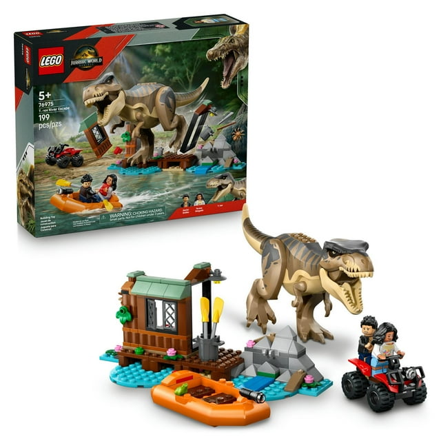 Set LEGO Jurassic World Huida por el Río y T. rex a la Caza 76975
