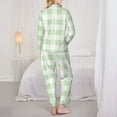 thumbnail image 5 of Bingfone Womens Pajama Sets Pistachio Green Checkboard Print,Long Sleeve Loungewear Pajamas Set-Small, 5 of 9