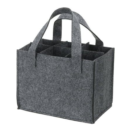 Uxcell 6 Bottle Wine Carrier Tote Bag, Wine Bottle Carrying Bag with Divider Wine Storage Bag, Grey