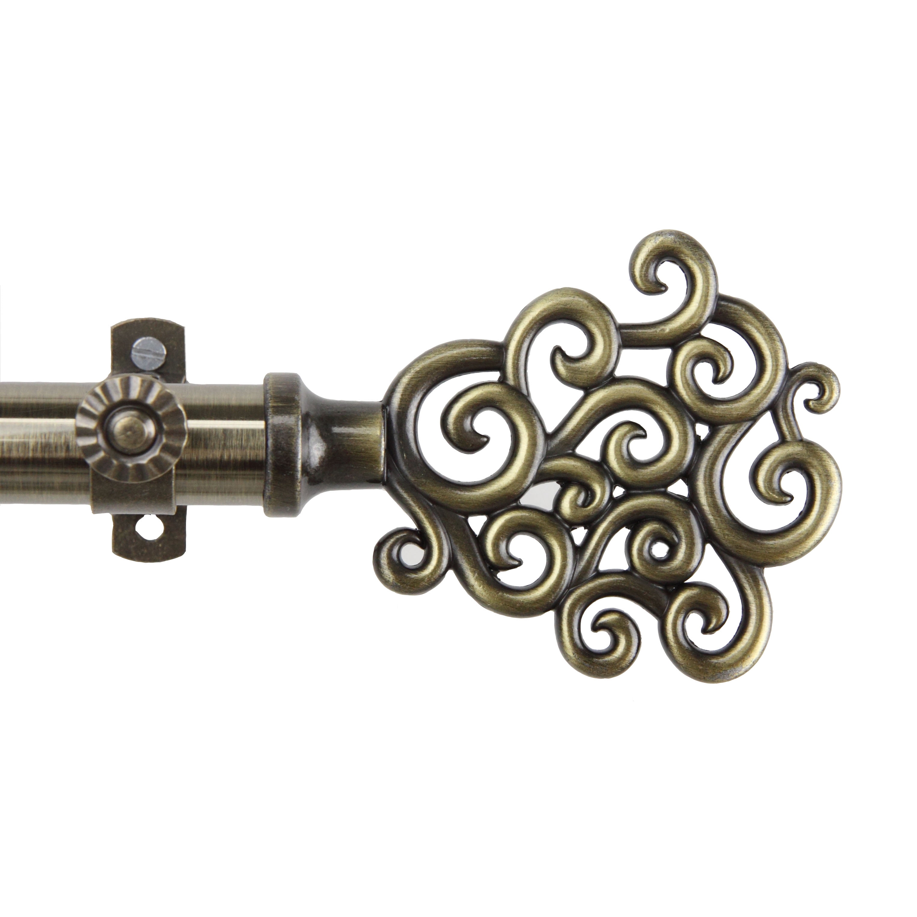 Fabritio 13/16 inch dia. Curtain Rod 120-170" - Antique Brass