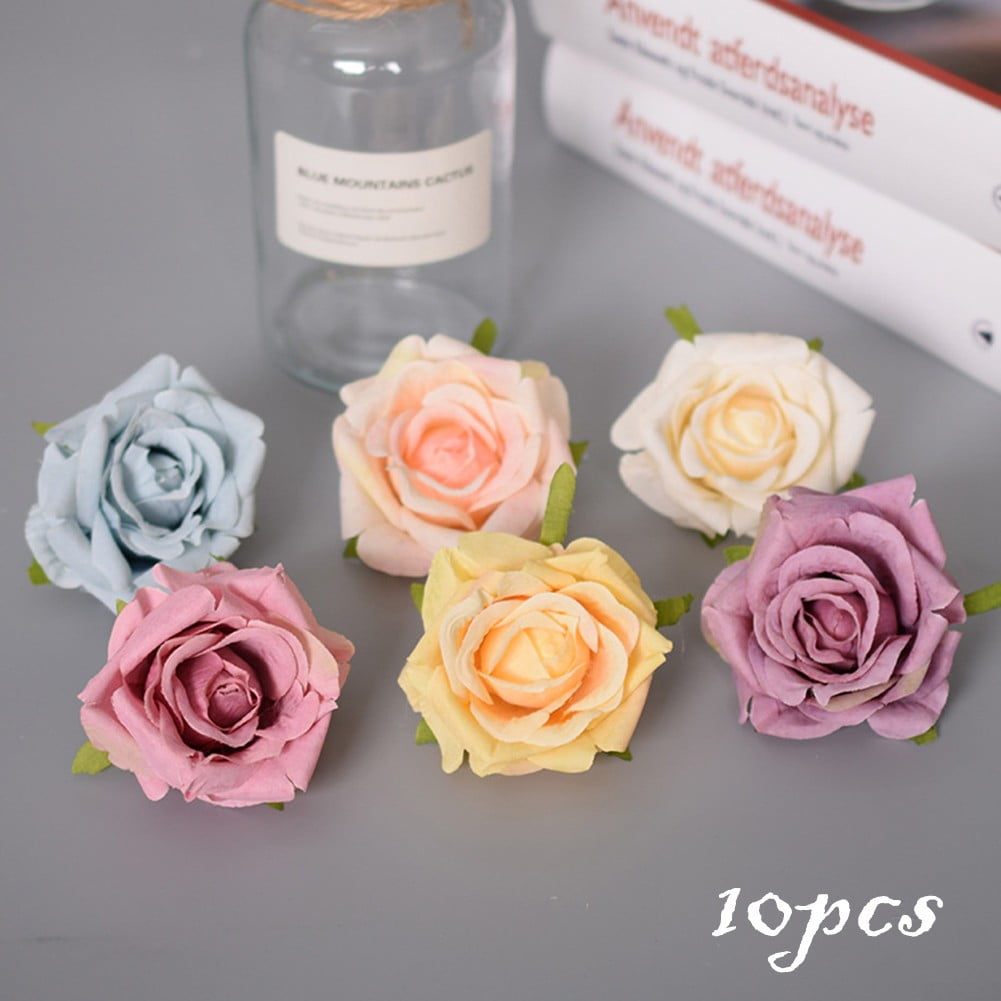 10pcs Small Silk Rose Bud Heads Artificial Fake Flower Wedding Party Decoration 