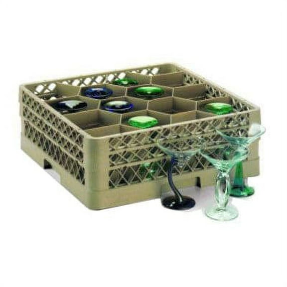 Traex TR18JJJ Beige 12 Compartment Glass Rack with 3 Extenders