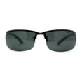 thumbnail image 3 of Polarized Metal Half Rim Wrap Rectangular Agent Sunglasses Gunmetal Green, 3 of 4
