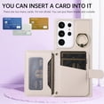 thumbnail image 3 of ELEHOLD Wallet Crossbody for Samsung Galaxy S22 Ultra Case with Lanyard Wrist Strap Credit Card Holder, PU Leather Protective Phone Case with Ring Holder,Beige, 3 of 8