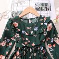 thumbnail image 5 of Esaierrr Baby Kids Girls Large Flowers Pressed Pleats Princess Dress 2-6Y Lace Dress Long Sleeves Casual Dress Lace-Up Princess Dress, 5 of 7