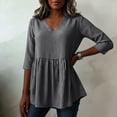 thumbnail image 6 of ClodeEU Women's Striped V Neck 3/4 Sleeve Tunic T-Shirt,Solid Color Casual Summer Top Black,Women's Plus L, 6 of 6