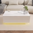 thumbnail image 6 of DIYART White High Glossy Coffee Table, led Coffee Table with 2 Drawers, Modern Coffee Table for Living Room, Coffee Table with LED, 6 of 8