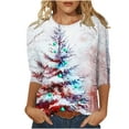 thumbnail image 2 of Holiday Gifts! Titcea Christmas Shirts for Women 3/4 Sleeve Round Neck Glitter Xmas Tree Print Pullover Christmas Sweaters 2024 Fashion Casual Tops, 2 of 5