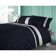 thumbnail image 1 of BedDecor 100% Egyptian Cotton 600 TC 3PCS Silver Lining Duvet Set + 1PC Cushion Cover (Navy Blue, Twin/Twin XL), 1 of 5