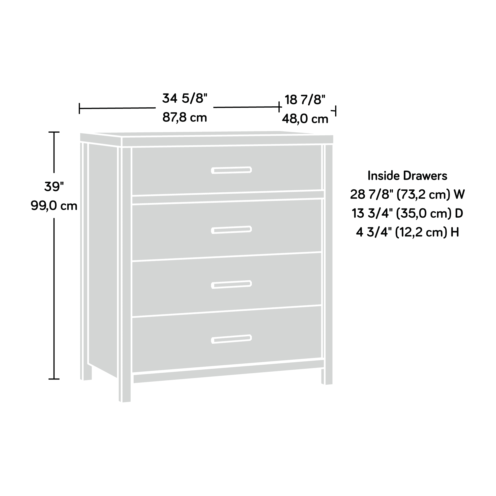 Erie Collection by Sauder 4-Drawer Bedroom Dresser, Timber Oak Finish