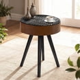 thumbnail image 6 of Round Carved Side Table Wood End Table Living Room Small Coffee Tables (Brown Edge Small), 6 of 6