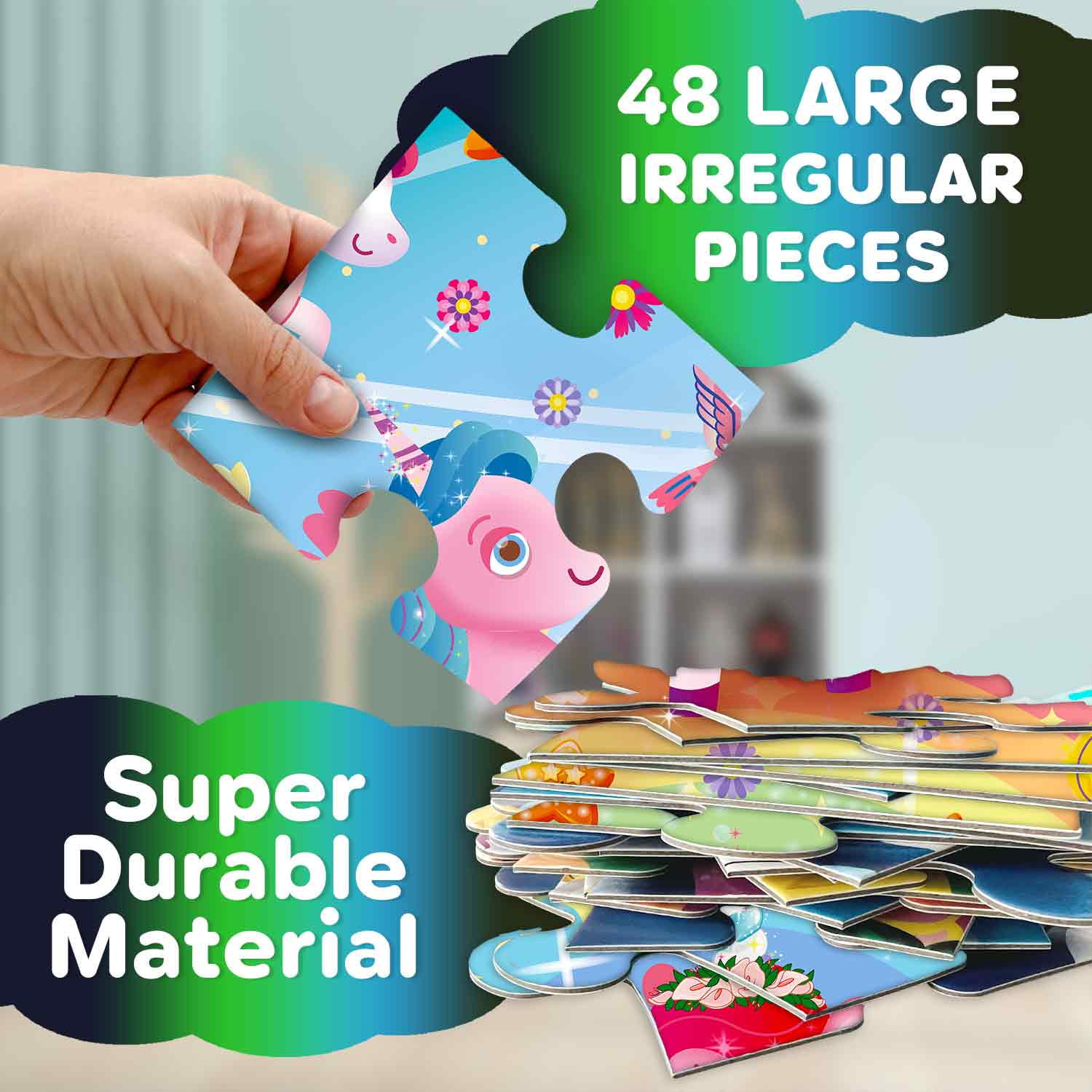 Quokka Floor Puzzle for Kids Ages 4-8 – Glow in the Dark Learning Toys  – Puzzles for Toddlers with Magical Unicorn Scene