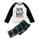 thumbnail image 1 of Conjuntos de pijamas familiares a juego Pijamas navideños Top con estampado de letras y pantalones a cuadros Pijamas Ropa de dormir para niños de 10 años, 1 of 7