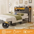 thumbnail image 4 of Homieasy Queen Size Bed Frame with Headboard, Metal Platform Bed Frame with Reversible Storage Bookcase Headboard, Charging Station and LED Light, No Box Spring Needed/Noise Free, Black, 4 of 7